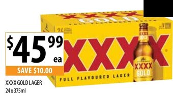 Supabarn XXXX GOLD LAGER 24x375ml offer