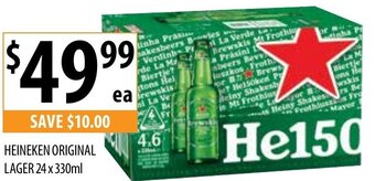 Supabarn HEINEKEN ORIGINAL LAGER 24 x 330ml offer