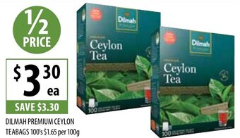 Supabarn DILMAH PREMIUM CEYLON TEABAGS 100's offer