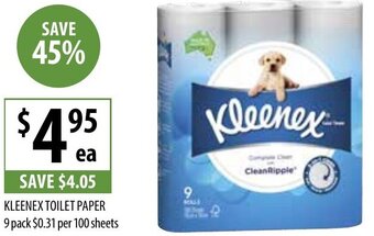 Supabarn KLEENEX TOILET PAPER 9 pack offer