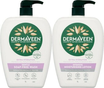 Coles Dermaveen Extra Hydration Intensive Moisturising Lotion or Gentle Soap Free Wash 1 Litre offer