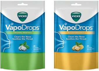 Coles Vicks VapoDrops Butter or Original Menthol Lozenges 24 Pack* offer