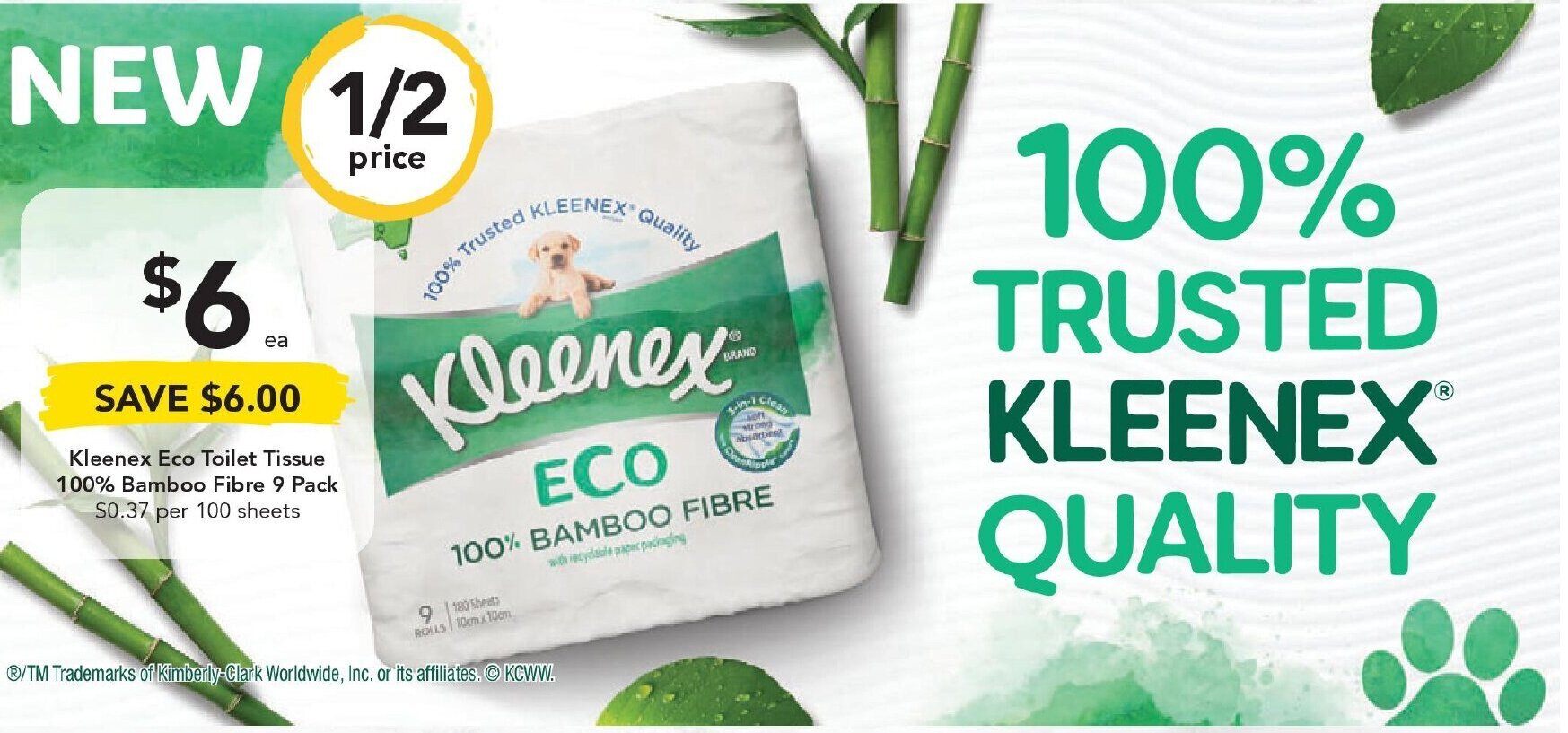 Kleenex Eco Toilet Tissue 100 Bamboo Fibre 6 Pack Offer At Drakes
