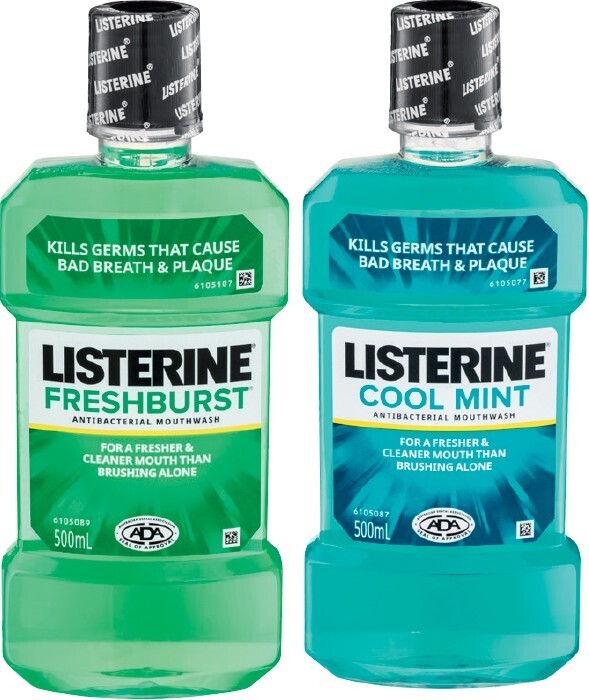 Listerine mouthwash 500ml selected varieties offer at IGA
