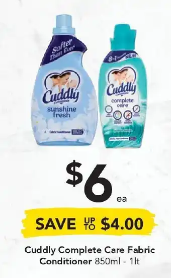 Drakes Cuddly Complete Care Fabric Conditioner 850ml - 1lt offer