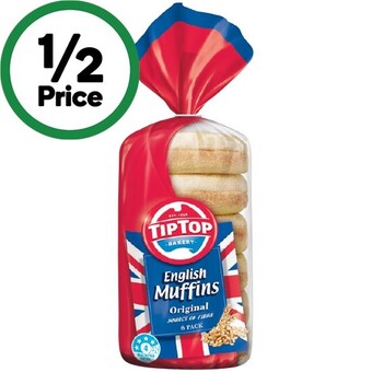 Woolworths Tip top english muffins varieties pk 6 offer