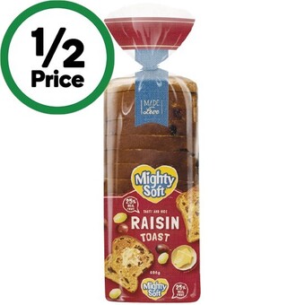 Woolworths Mighty soft raisin toast 600g offer