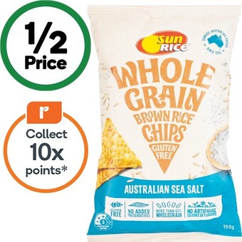 Woolworths Sunrice brown rice chips 150g – from the health foods aisle offer