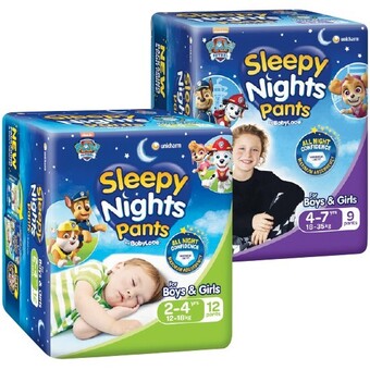 Woolworths Babylove sleepy nights pk 8-12 offer