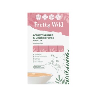 Pretty wild creamy puree cat treats pk 4 x 15g