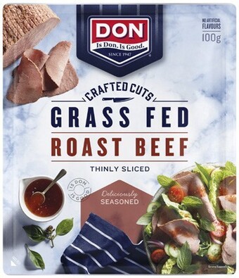 Coles Don crafted cuts grass fed roast beef 100g offer