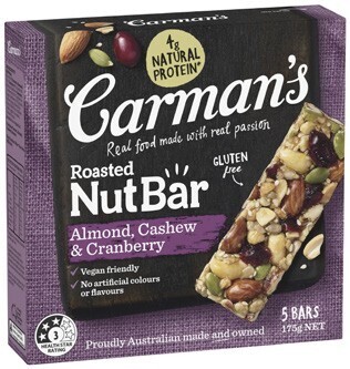 Coles Carman's nut or muesli bars 110g-270g offer
