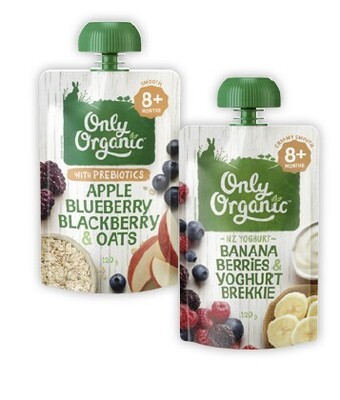 Coles Only organic 4+ months, 6+ months or 8+ months baby food pouch 120g offer