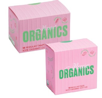 Coles Moxie organic cotton regular pads 10 pack or organic cotton regular tampons 16 pack offer