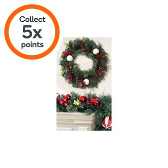 Woolworths Jingle jollys christmas garland and wreath w/ ornaments set offer