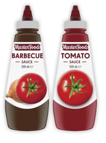 Coles Masterfoods squeeze tomato or barbecue sauce 475ml-500ml offer