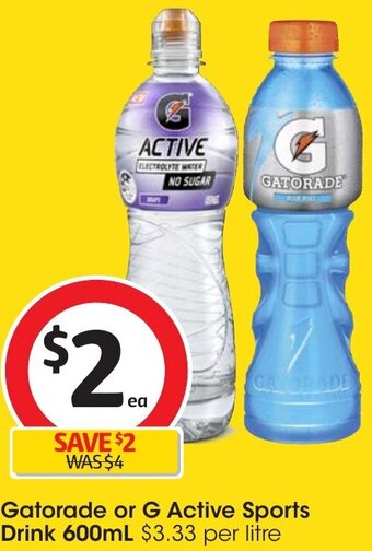 Coles Gatorade or G Active Sports Drink 600mL offer