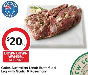 Coles Coles Australian Lamb Butterflied Leg with Garlic & Rosemary offer