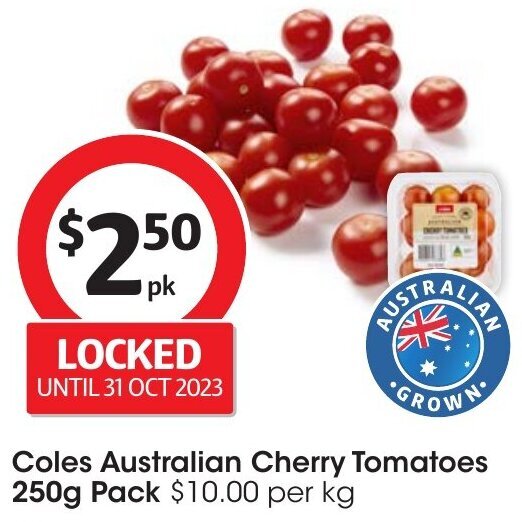 Coles Australian Cherry Tomatoes 250g Pack offer at Coles