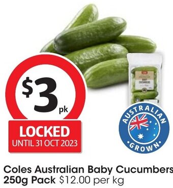 Coles Australian Baby Cucumbers 250g Pack