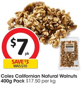 Coles Californian Natural Walnuts 400g Pack
