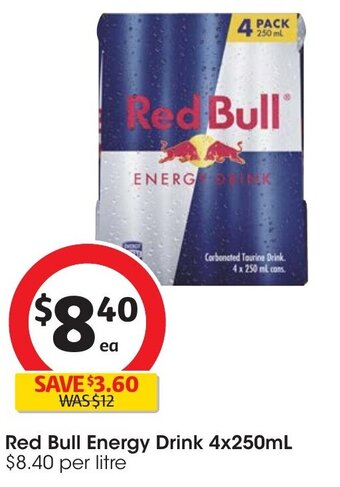 Coles Red Bull Energy Drink 4x250mL offer