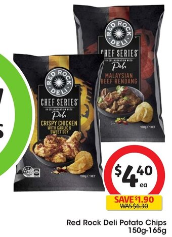 Coles Red Rock Deli Potato Chips 150g-165g offer