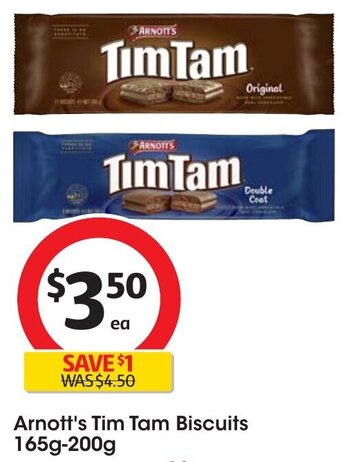 Coles Arnott's Tim Tam Biscuits 165g-200g offer