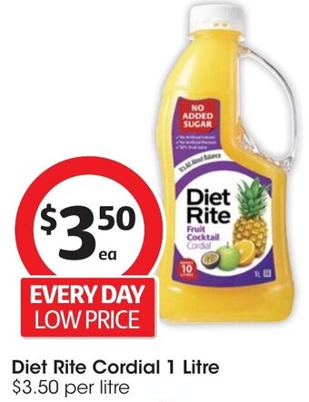 Coles Diet Rite Cordial 1 Litre offer