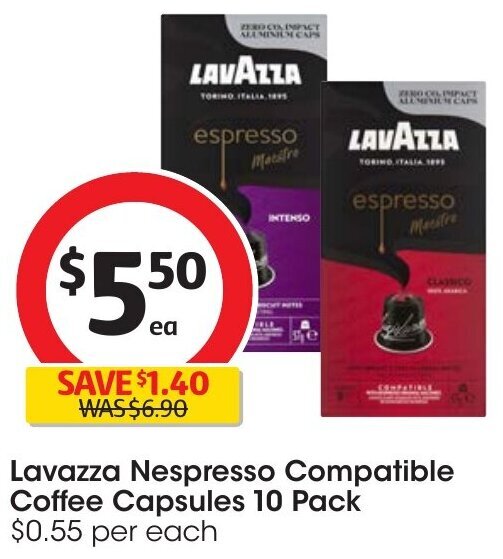 Lavazza Nespresso Compatible Coffee Capsules 10 Pack offer at Coles
