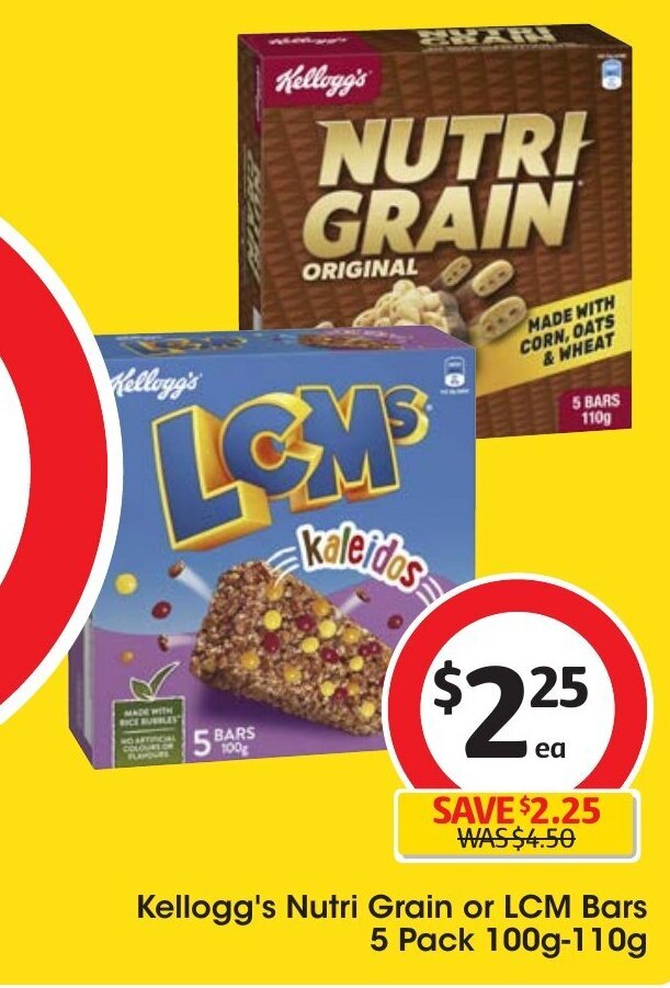 Kellogg's Nutri Grain or LCM Bars 5 Pack 100g110g offer at Coles