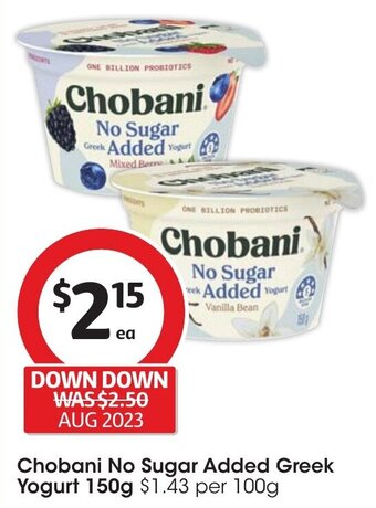 Coles Chobani No Sugar Added Greek Yogurt 150g offer
