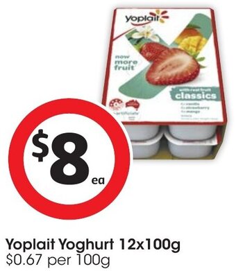 Coles Yoplait Yoghurt 12x100g offer