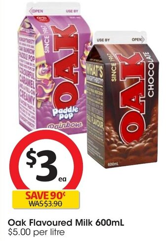 Coles Oak Flavoured Milk 600mL offer
