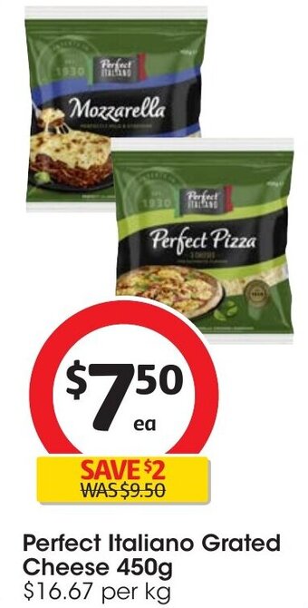 Coles Perfect Italiano Grated Cheese 450g offer
