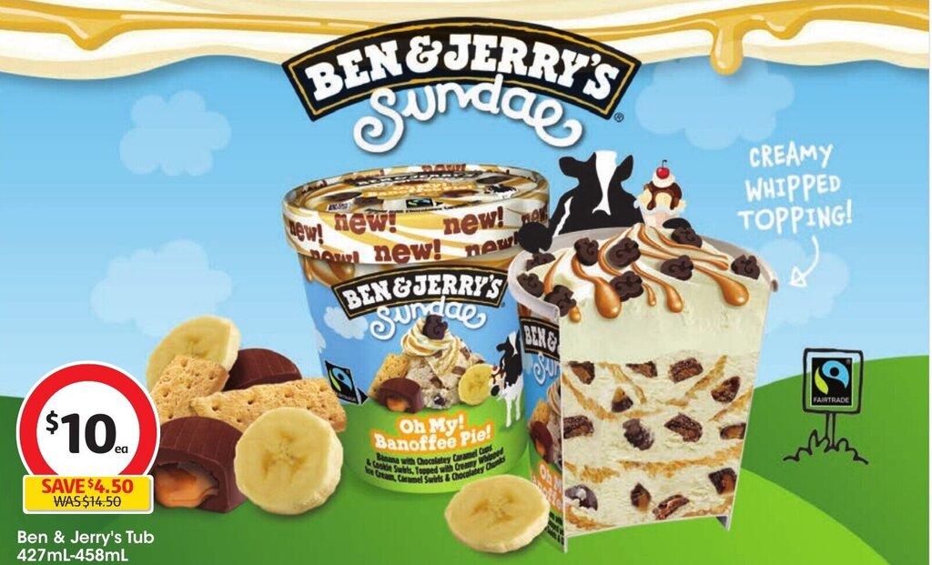 Ben & Jerry's Tub 427mL458mL offer at Coles