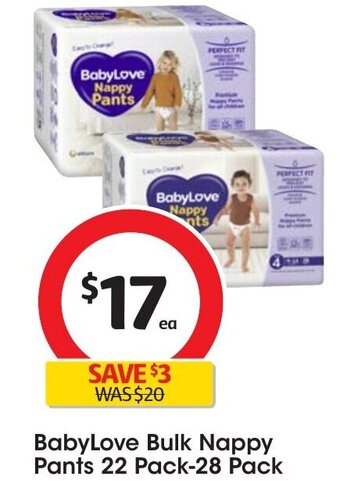 Coles BabyLove Bulk Nappy Pants 22 Pack-28 Pack offer