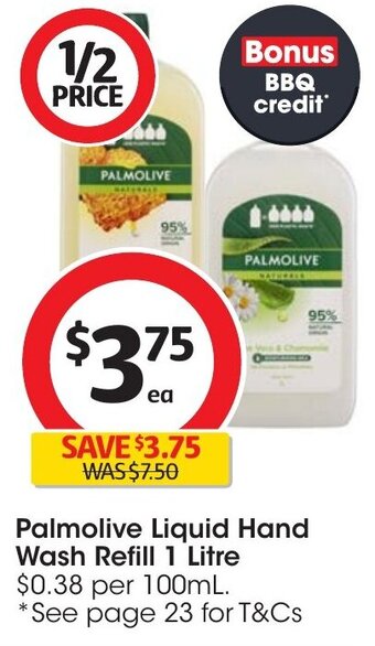 Coles Palmolive Liquid Hand Wash Refill 1 Litre offer