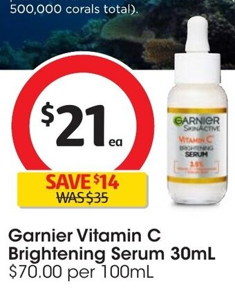 Coles Garnier Vitamin C Brightening Serum 30mL offer