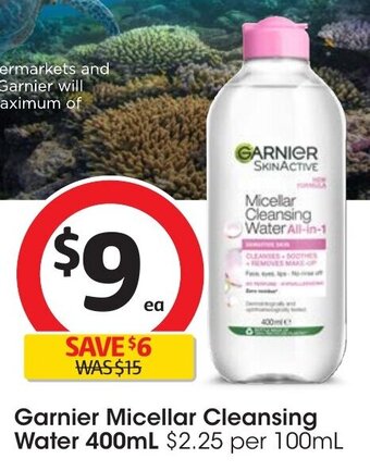 Coles Garnier Micellar Cleansing Water 400mL offer