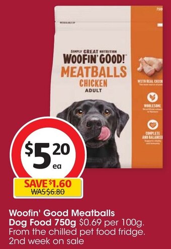 Woofin' Good Meatballs Dog Food 750g