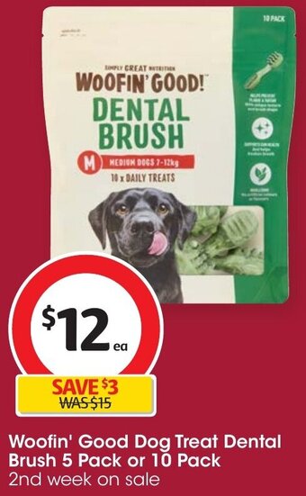 Coles Woofin' Good Dog Treat Dental Brush 5 Pack or 10 Pack offer
