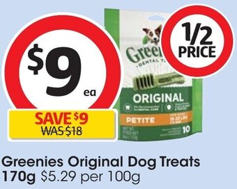 Coles Greenies Original Dog Treats 170g offer