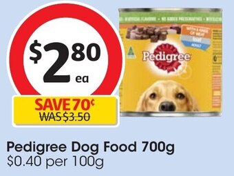 Coles Pedigree Dog Food 700g offer