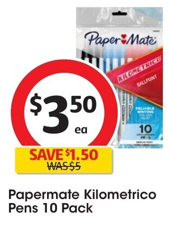 Coles Papermate Kilometrico Pens 10 Pack offer