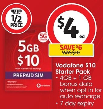 Coles Vodafone Starter Pack offer