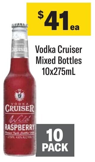 Coles Vodka Cruiser Mixed Bottles 10x275mL offer