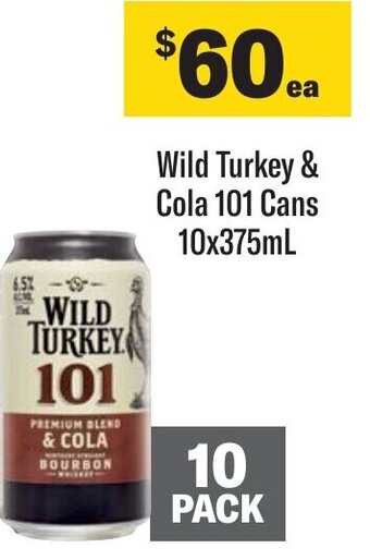 Coles Wild Turkey & Cola 101 Cans 10x375mL offer