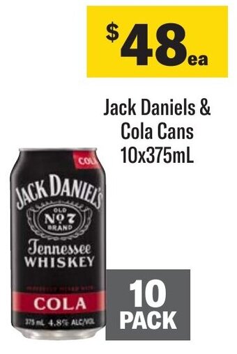 Coles Jack Daniels & Cola Cans 10x375mL offer