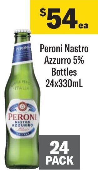 Coles Peroni Nastro Azzurro 5% Bottles 24x330mL offer